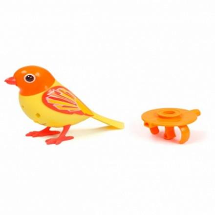 Птичка с кольцом, желтая с оранжевой головой 